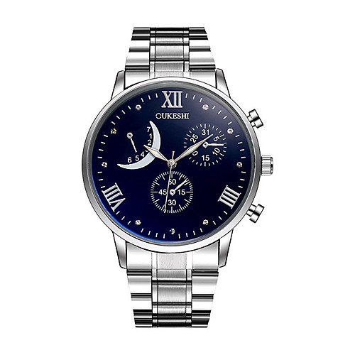 

Men's Steel Band Watches Quartz Stainless Steel Silver 30 m Water Resistant / Waterproof Day Date Analog Casual Fashion - Black / Silver WhiteSilver SilverBlue One Year Battery Life