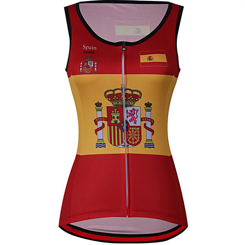 

21Grams Women's Sleeveless Cycling Jersey Cycling Vest 100% Polyester Red / Yellow Spain National Flag Bike Jersey Top Mountain Bike MTB Road Bike Cycling UV Resistant Breathable Quick Dry Sports