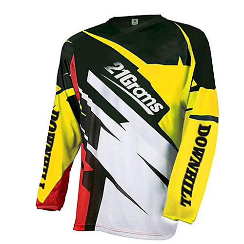 

21Grams Men's Long Sleeve Cycling Jersey Downhill Jersey Dirt Bike Jersey 100% Polyester Yellow Green Mint Green Bike Jersey Top Mountain Bike MTB Road Bike Cycling UV Resistant Breathable Quick Dry