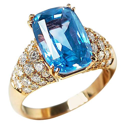 

Women's Ring Belle Ring AAA Cubic Zirconia 1pc Blue Copper Gold Plated Irregular Statement Luxury Party Evening Gift Jewelry Geometrical Wearable