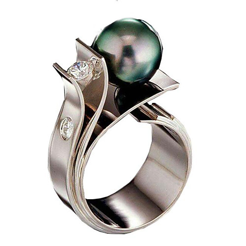 

Women's Ring Belle Ring AAA Cubic Zirconia 1pc White Copper Silver-Plated Irregular Statement Luxury Party Evening Gift Jewelry Hollow Out Wearable