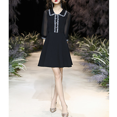 

A-Line V Neck Short / Mini Chiffon Hot / Black Homecoming / Cocktail Party Dress with Buttons 2020