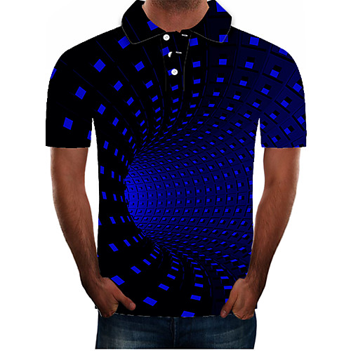 

Men's Plus Size Color Block 3D Polo Street chic Exaggerated Daily Going out Shirt Collar Blue / Short Sleeve
