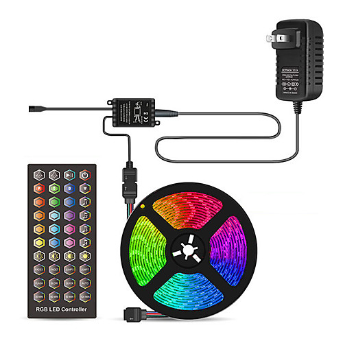 

5m Voice Control Flexible LED Light Strips / Light Sets / RGB Strip Lights 150 LEDs SMD5050 10mm 1 X 40 Key Controller / 1 X 12V 3A Power Supply 1 set Multi Color Waterproof / Cuttable / Party 12 V