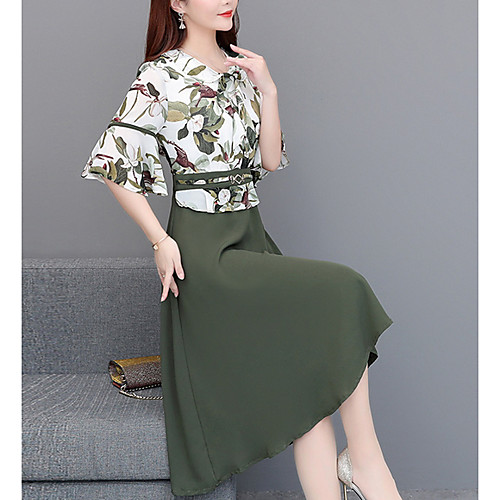 

Women's White Dress A Line Floral M L