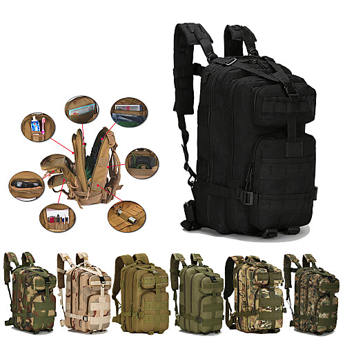 

30 L Hiking Backpack Commuter Backpack Military Tactical Backpack Multifunctional Dust Proof Durable Wear Resistance Outdoor Camping / Hiking Hunting Climbing Canvas Black Jungle camouflage Digital