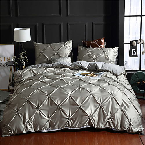 

Duvet Cover Sets 1 Piece Rayon / Polyester Solid Colored Dark Brown Pleated Simple / >800 / 3pcs (1 Duvet Cover, 2 Shams)