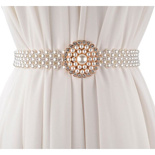 

Metalic Wedding / Party / Evening Sash With Imitation Pearl / Belt Women's Sashes