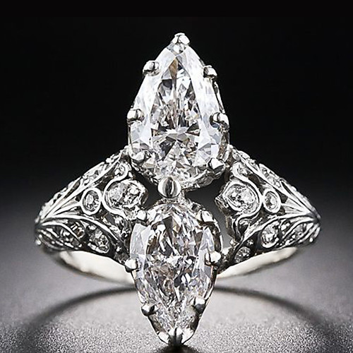 

Women's Ring Belle Ring AAA Cubic Zirconia 1pc White Copper Silver-Plated Irregular Statement Luxury Party Evening Gift Jewelry Hollow Out Wearable