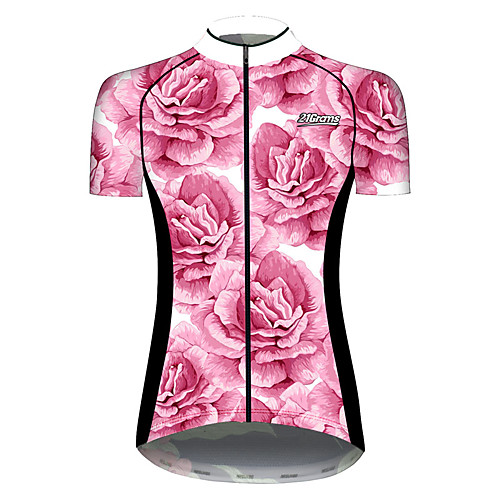 

21Grams Women's Short Sleeve Cycling Jersey Pink Floral Botanical Bike Jersey Top Mountain Bike MTB Road Bike Cycling UV Resistant Breathable Quick Dry Sports Clothing Apparel / Stretchy / Race Fit