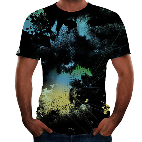 

Men's Daily Basic T-shirt - Color Block / 3D Print Black