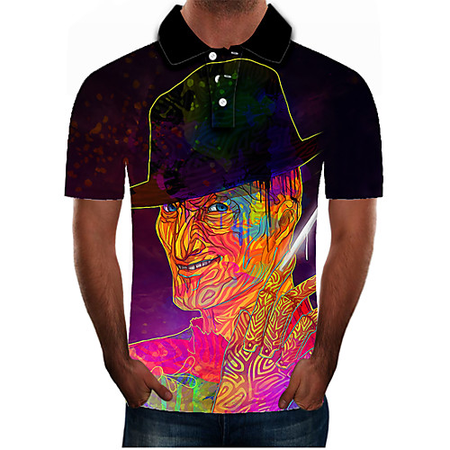 

Men's Daily Going out Street chic / Exaggerated Polo - Color Block / 3D / Graphic Black