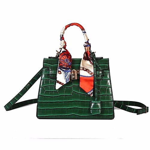 

Women's Zipper PU Crossbody Bag Crocodile Green / Black