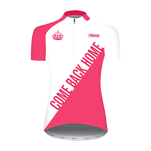 

21Grams Women's Short Sleeve Cycling Jersey 100% Polyester Pink Patchwork Crown Bike Jersey Top Mountain Bike MTB Road Bike Cycling UV Resistant Breathable Quick Dry Sports Clothing Apparel