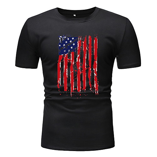 

Men's Daily Sports Business / Basic T-shirt - Rainbow / National Flag Black & White, Print Black