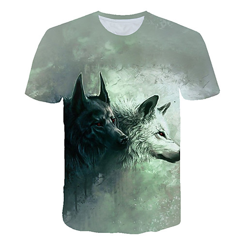 

Men's Daily Sports Street chic / Exaggerated T-shirt - 3D / Animal Wolf, Print Gray