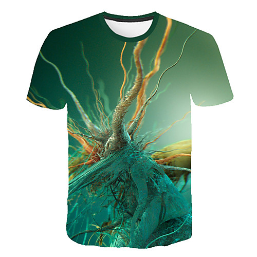 

Men's Daily Sports Street chic / Exaggerated T-shirt - Color Block / 3D / Abstract Print Green