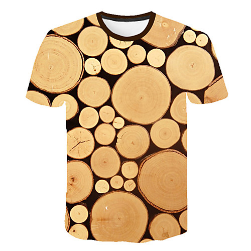 

Men's Daily Sports Street chic / Exaggerated T-shirt - Geometric / Color Block / 3D Print Light Brown