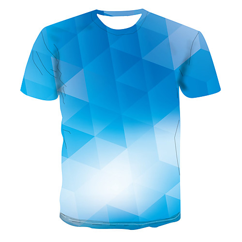 

Men's Club Weekend Street chic / Punk & Gothic T-shirt - Geometric / 3D / Abstract Print Blue