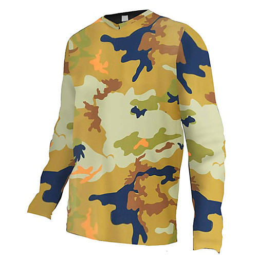 

21Grams Men's Long Sleeve Cycling Jersey Downhill Jersey Dirt Bike Jersey 100% Polyester Camouflage Camo / Camouflage Bike Jersey Top Mountain Bike MTB Road Bike Cycling UV Resistant Breathable Quick