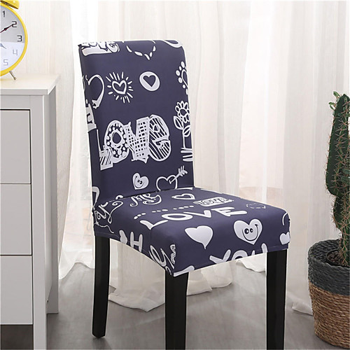 

Navy Blue Print Very Soft Chair Cover Stretch Removable Washable Dining Room Chair Protector Slipcovers Home Decor Dining Room Seat Cover