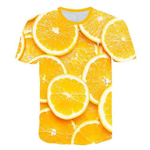 

Men's Daily Sports Basic / Exaggerated T-shirt - Color Block / 3D / Fruit Print Orange