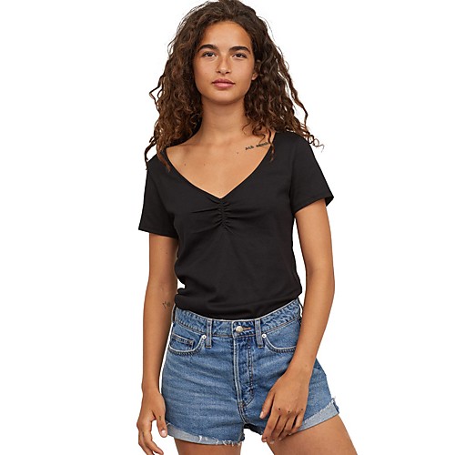 

Women's Daily T-shirt - Solid Colored Black