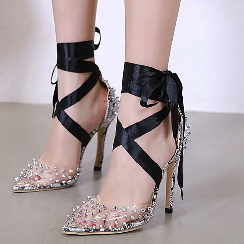 

Women's Sandals Stiletto Heel Pointed Toe PU Summer Black