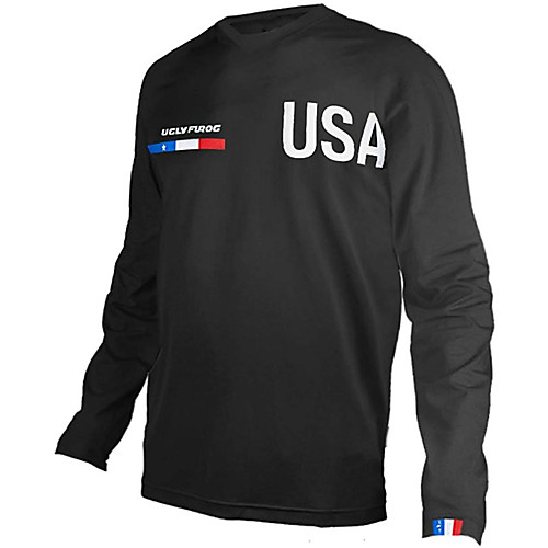 

21Grams Men's Long Sleeve Cycling Jersey Downhill Jersey Dirt Bike Jersey Black American / USA National Flag Bike Jersey Top Mountain Bike MTB Road Bike Cycling UV Resistant Breathable Quick Dry