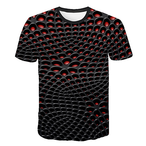 

Men's Daily Sports Street chic / Exaggerated T-shirt - 3D / Graphic / Visual Deception Print Rainbow