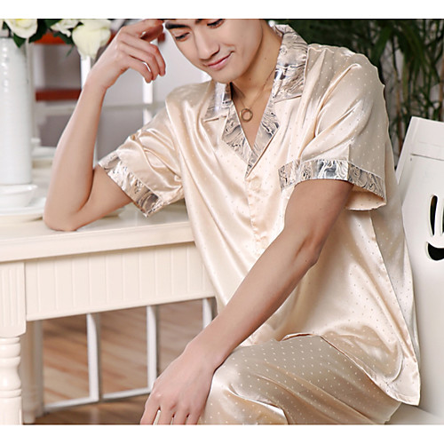

Men's Notch Lapel Suits Pajamas Solid Colored