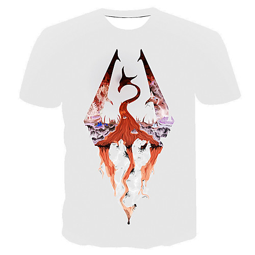 

Men's Daily Going out Basic T-shirt - Geometric / 3D / Graphic Print White