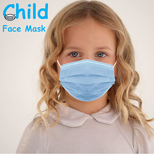 

50 pcs Face Mask Disposable Protection Anti Dustproof Nonwoven Fabric Melt Blown Fabric Filter CE Certified FDA ISO Certification High Quality Girls' Kids Blue
