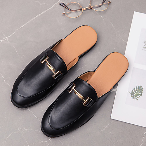 

Men's PU Spring & Summer Casual Clogs & Mules Walking Shoes Breathable Black / White