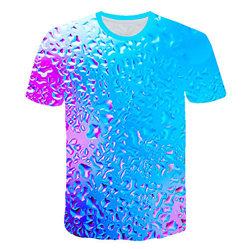

Men's Daily Sports Street chic / Exaggerated T-shirt - Color Block / 3D / Beer Print Rainbow