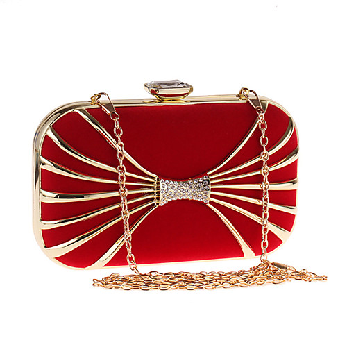 

Women's Crystals / Chain Polyester / Alloy Evening Bag Solid Color Black / Red