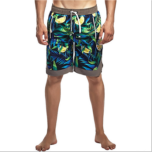 

Men's Plus Size Green Black Beach board shorts Swimwear Swimsuit - Geometric M L XL Green