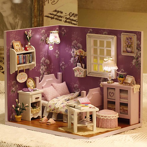 

Dollhouse LED Light DIY Parent-Child Interaction Furniture Wooden 3 pcs Child's Adults' All Toy Gift