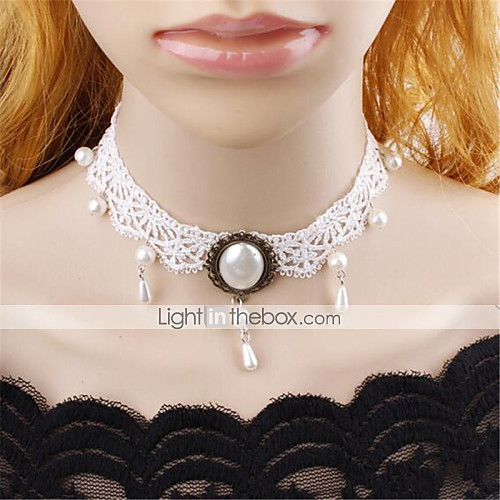 

Women's Choker Necklace Collar Necklace Charm Necklace Precious Vintage Imitation Pearl Chrome White 45 cm Necklace Jewelry For Christmas Party Evening Street Festival