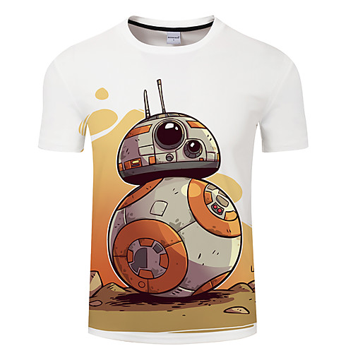 

Men's Daily Going out Exaggerated T-shirt - 3D / Cartoon Print White