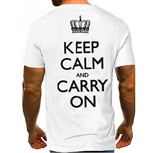 

Men's Daily Weekend Basic T-shirt - Color Block / 3D White Keep Calm and Carry on