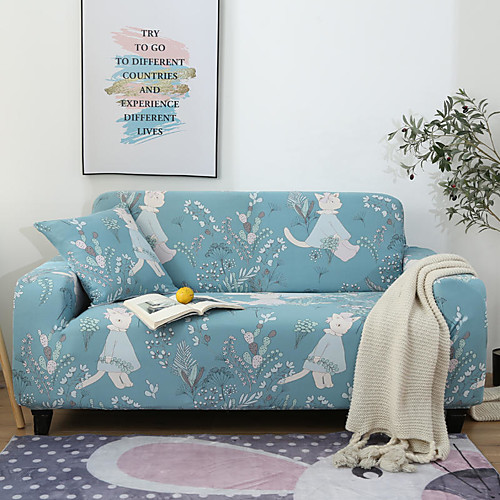 

Cartoon Rabbit Floral Print Dustproof All-powerful Slipcovers Stretch Sofa Cover Super Soft Fabric Couch Cover with One Free Pillow Case
