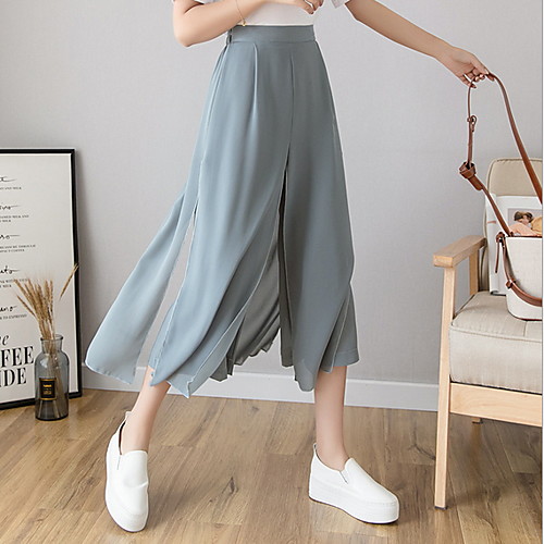 

Women's Sporty Wide Leg Pants - Solid Colored Blue White Black S M L