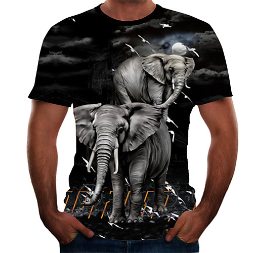 

Men's Daily Basic T-shirt - Color Block / 3D Print Gray