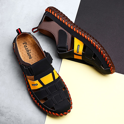 

Men's Nappa Leather Spring & Summer Casual Sandals Water Shoes / Upstream Shoes Breathable Black / Red / Yellow