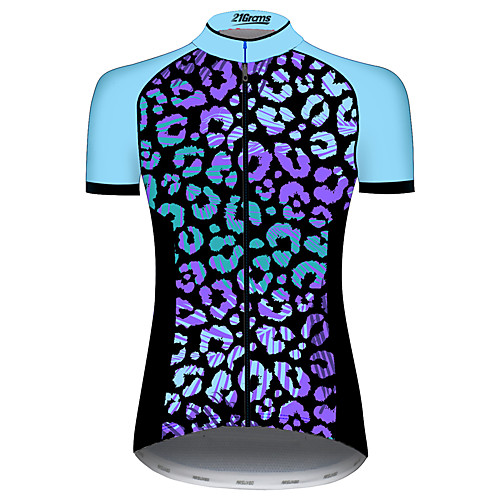 

21Grams Women's Short Sleeve Cycling Jersey 100% Polyester Blue Leaf Floral Botanical Bike Jersey Top Mountain Bike MTB Road Bike Cycling UV Resistant Breathable Quick Dry Sports Clothing Apparel