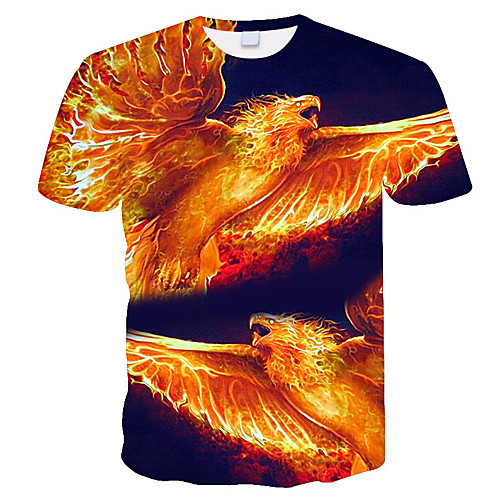 

Men's Daily Holiday Street chic / Exaggerated T-shirt - 3D / Tie Dye / Animal Print Red