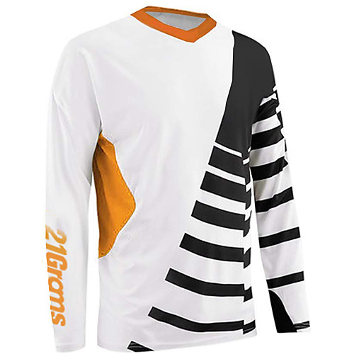 

21Grams Men's Long Sleeve Cycling Jersey Downhill Jersey Dirt Bike Jersey 100% Polyester Black / Red Black / Orange Black / Green Stripes Bike Jersey Top Mountain Bike MTB Road Bike Cycling UV