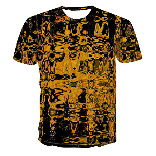 

Men's Club Weekend Street chic / Punk & Gothic T-shirt - Color Block / 3D / Abstract Print Yellow