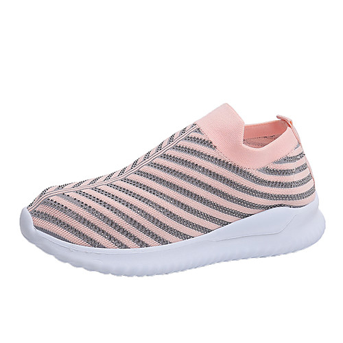 

Women's Flats Flat Heel Round Toe Tissage Volant Casual / Minimalism Walking Shoes Fall / Spring & Summer Pink / Black / Gray / Striped